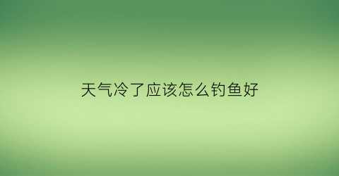 天气冷了应该怎么钓鱼好(天气冷了应该怎么钓鱼好钓呢)