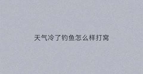 天气冷了钓鱼怎么样打窝(天气冷钓鱼怎么钓)