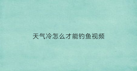 天气冷怎么才能钓鱼视频