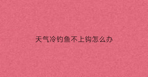 天气冷钓鱼不上钩怎么办