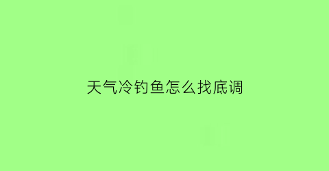 天气冷钓鱼怎么找底调(天冷钓鱼底钓用什么饵料最好)