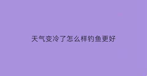 天气变冷了怎么样钓鱼更好