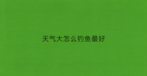 天气大怎么钓鱼最好