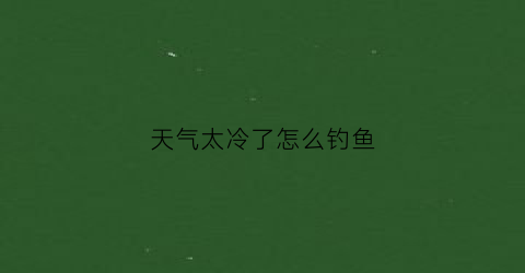 天气太冷了怎么钓鱼