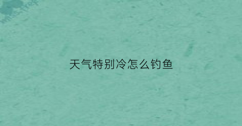 天气特别冷怎么钓鱼(天气冷了怎么钓大鱼)