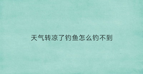 天气转凉了钓鱼怎么钓不到(天气转凉钓鱼应该钓深还是钓浅)