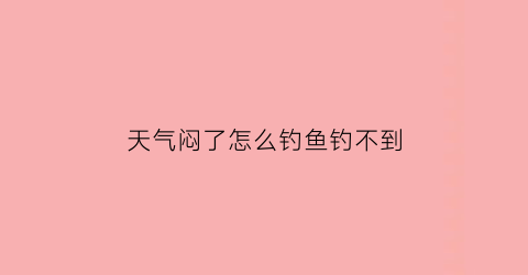 “天气闷了怎么钓鱼钓不到(天气闷钓鱼好钓吗)