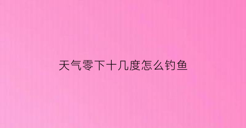 “天气零下十几度怎么钓鱼(零下十几度能钓鲫鱼吗)