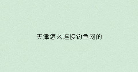 天津怎么连接钓鱼网的