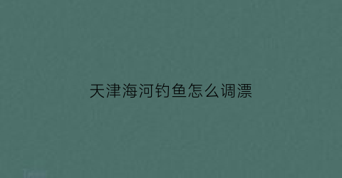 “天津海河钓鱼怎么调漂(2021年天津海河让钓鱼吗)