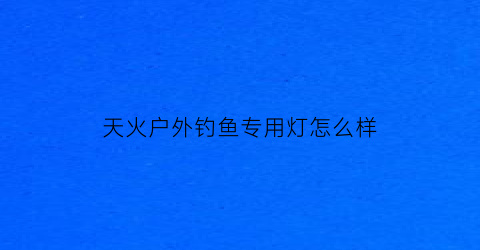 天火户外钓鱼专用灯怎么样