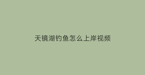 “天镜湖钓鱼怎么上岸视频(天镜湖能钓鱼吗)