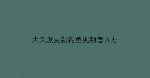 “太久没更新钓鱼视频怎么办(好久没钓鱼)