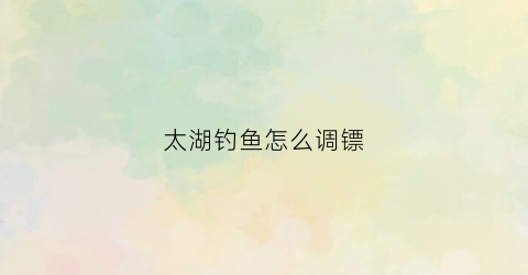 太湖钓鱼怎么调镖(太湖钓鱼怎么调漂)