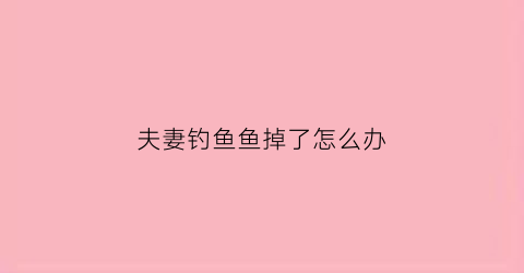 “夫妻钓鱼鱼掉了怎么办(夫妻钓鱼鱼掉了怎么办视频)