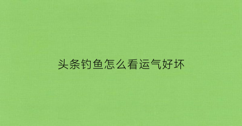 头条钓鱼怎么看运气好坏(钓鱼头条百度一下)