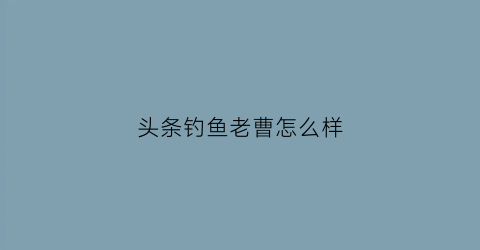 头条钓鱼老曹怎么样(老哥头条)