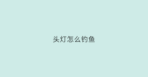 头灯怎么钓鱼(夜钓头灯)