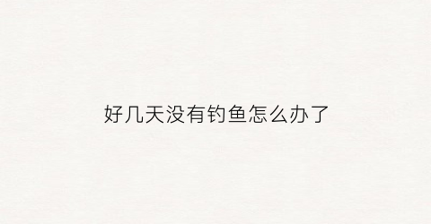 好几天没有钓鱼怎么办了(这几天钓不到鱼什么问题)