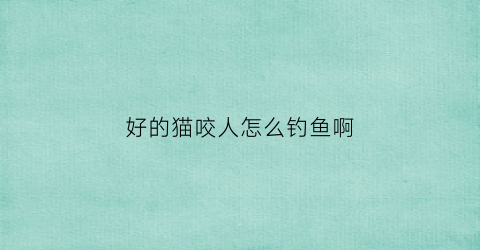 “好的猫咬人怎么钓鱼啊(猫咬人怎么教育都没用要狠打吗)