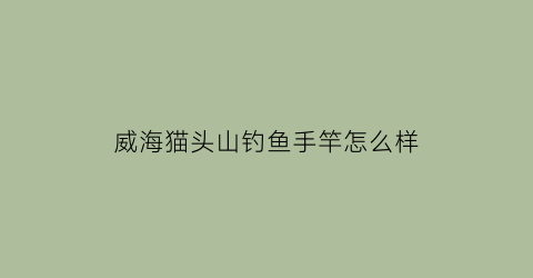 威海猫头山钓鱼手竿怎么样(威海猫头山钓点)