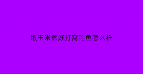 嫩玉米煮好打窝钓鱼怎么样