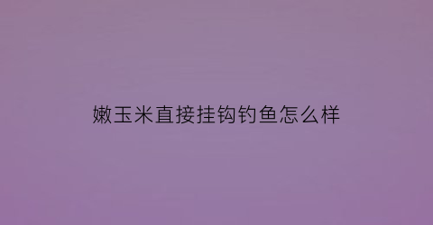 “嫩玉米直接挂钩钓鱼怎么样(嫩玉米钓鱼是钓底还是钓浮)