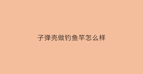 子弹壳做钓鱼竿怎么样