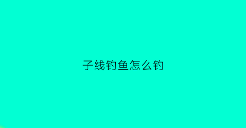 子线钓鱼怎么钓(钓鱼说的子线是什么意思)