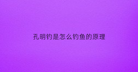 “孔明钓是怎么钓鱼的原理(孔明钓制作方法图解视频)