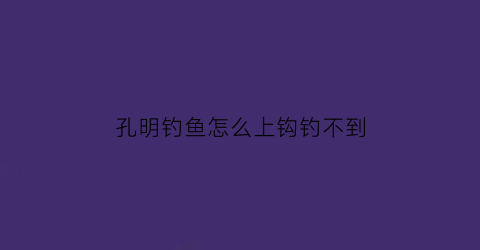 孔明钓鱼怎么上钩钓不到(孔明钓使用方法)
