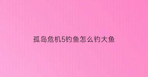 孤岛危机5钓鱼怎么钓大鱼