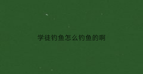 学徒钓鱼怎么钓鱼的啊(学徒诱饵)