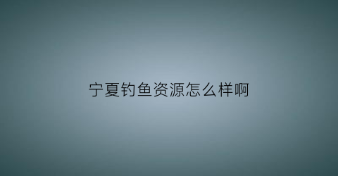 宁夏钓鱼资源怎么样啊(宁夏钓鱼协会)
