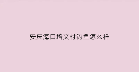 安庆海口培文村钓鱼怎么样(安庆市海口镇培文村)