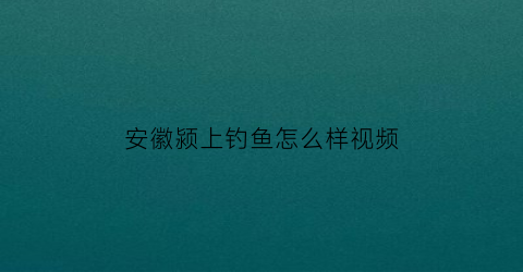 安徽颍上钓鱼怎么样视频(颍上水库)