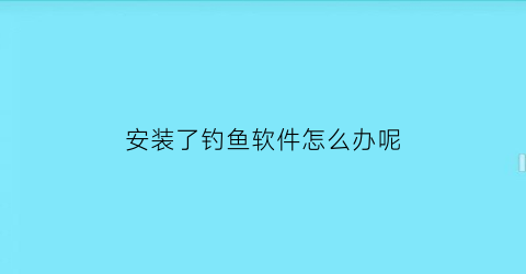 安装了钓鱼软件怎么办呢(下载了钓鱼软件怎么办)