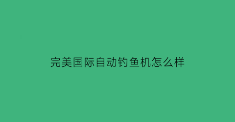 完美国际自动钓鱼机怎么样