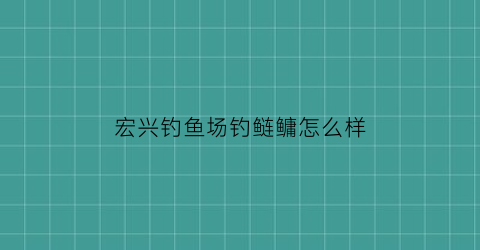 宏兴钓鱼场钓鲢鳙怎么样(宏发钓场)