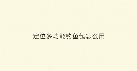 定位多功能钓鱼包怎么用(传统钓定位器)