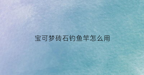 “宝可梦砖石钓鱼竿怎么用(宝可梦砖石与珍珠)