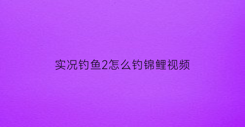 实况钓鱼2怎么钓锦鲤视频(实况钓鱼小技巧)