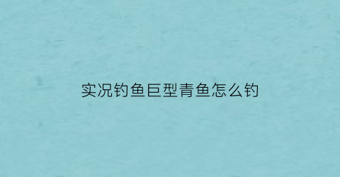 “实况钓鱼巨型青鱼怎么钓(实况钓鱼跑鱼)