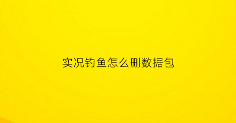 实况钓鱼怎么删数据包(实况钓鱼bug)