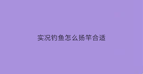 “实况钓鱼怎么扬竿合适(实况钓鱼游戏攻略)