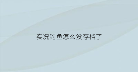 实况钓鱼怎么没存档了