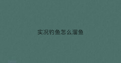 实况钓鱼怎么溜鱼(实况钓鱼小程序攻略)