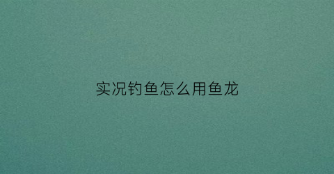 实况钓鱼怎么用鱼龙(实况钓鱼app)