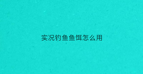 实况钓鱼鱼饵怎么用(实况钓鱼手游攻略)