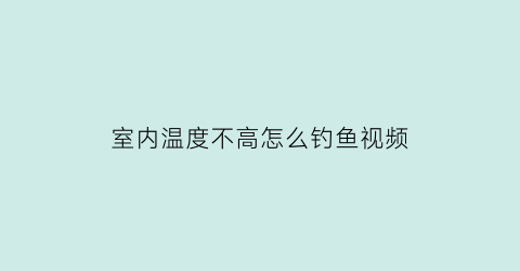 室内温度不高怎么钓鱼视频